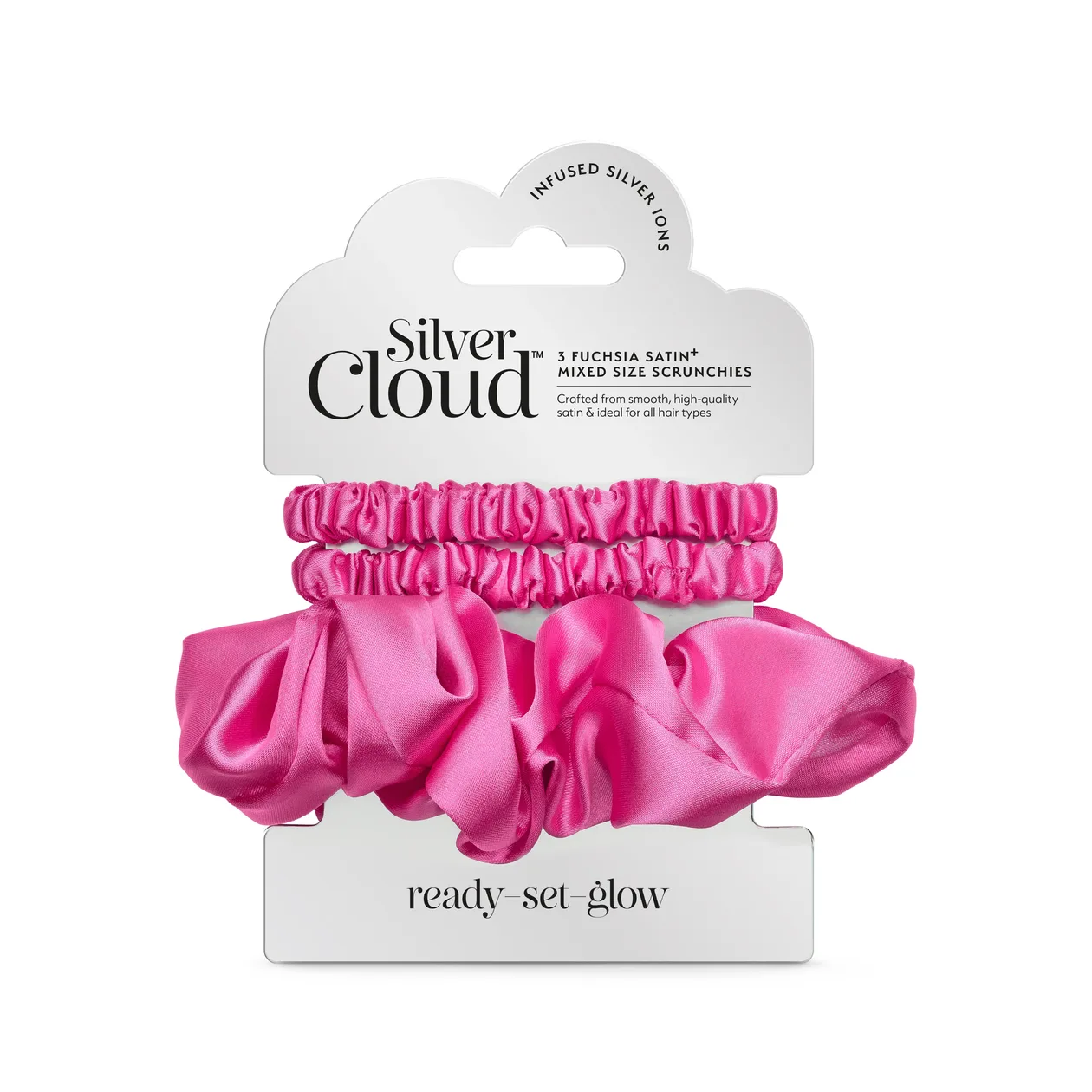 Satin Hair Scrunchie Trio Combo Fuchsia 3 Pack: the shop's own photo