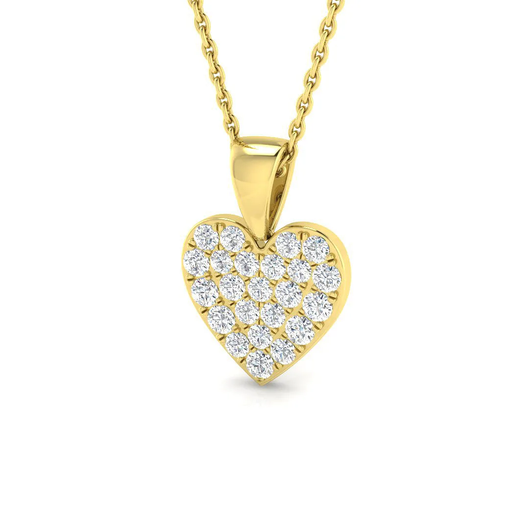Diamond Heart Pendant | Pave Heart Diamond Pendant Without Chain - 9k Yellow Gold / Natural Diamond(F/SI) / 0.33 Carat: the shop's own photo