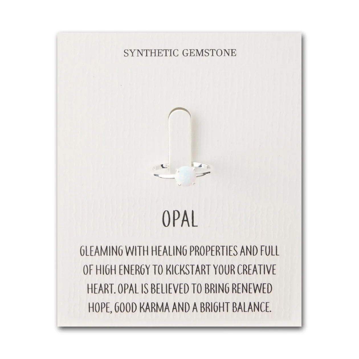 Synthetic White Opal Adjustable Ring with Quote Card: the shop's own photo