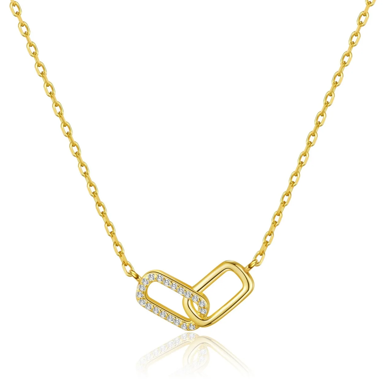 18k Gold Plated Paperclip Link Necklace Created with Zircondia® Crystals: the shop's own photo