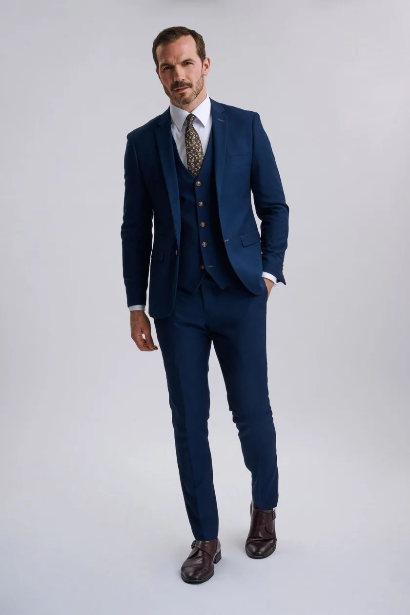 Mayfair Blue Textured Three Piece Suit: the shop's own photo