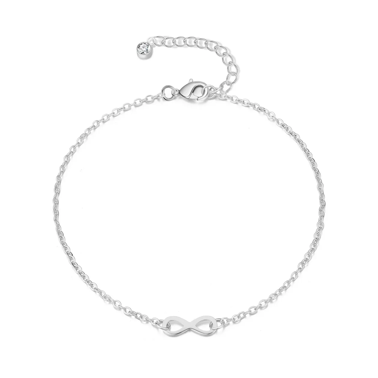 Silver Plated Infinity Anklet Created with Zircondia® Crystals: the shop's own photo