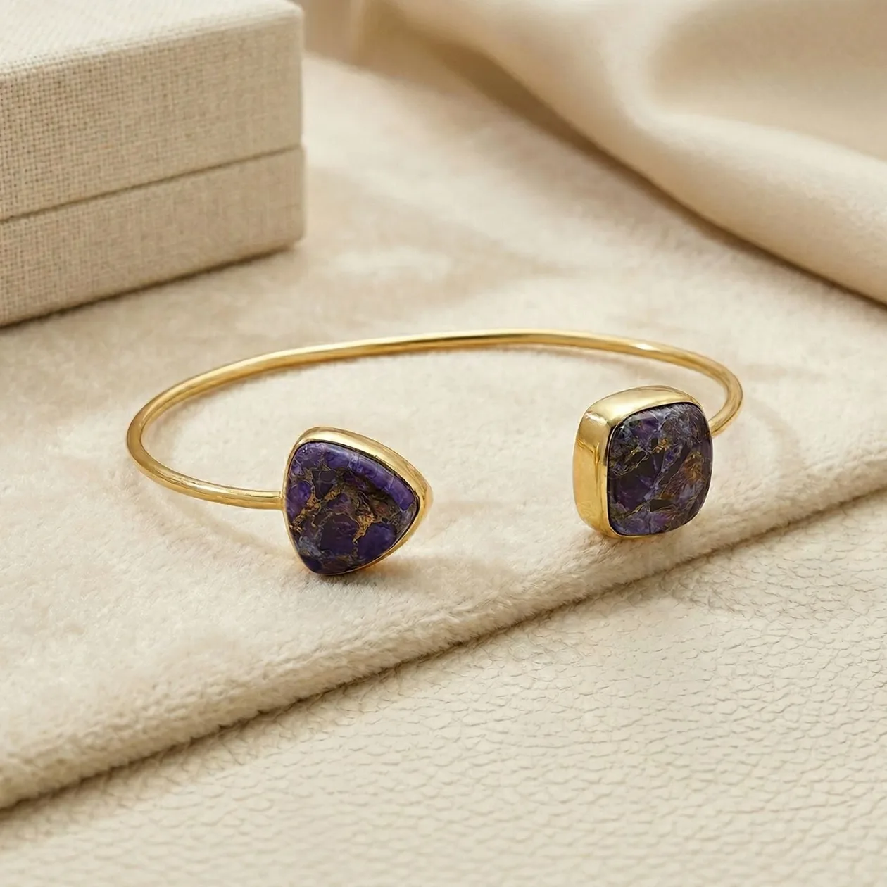 Statement Gold Vermeil Amethyst February Birthstone Bangle Bracelet: the shop's own photo