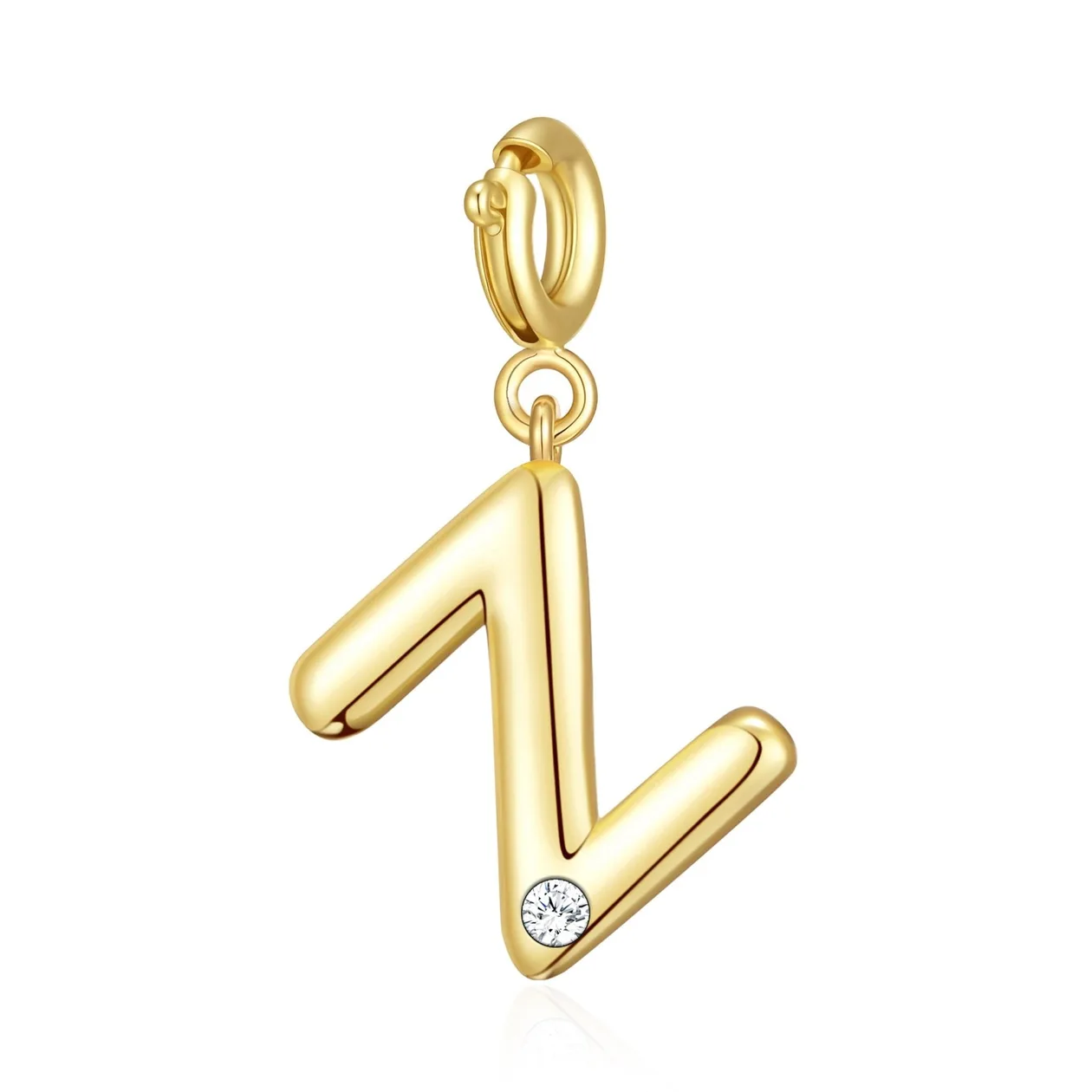 18k Gold Plated Clip On Initial Charms Letter A-Z Created with Zircondia® Crystals - Z: the shop's own photo