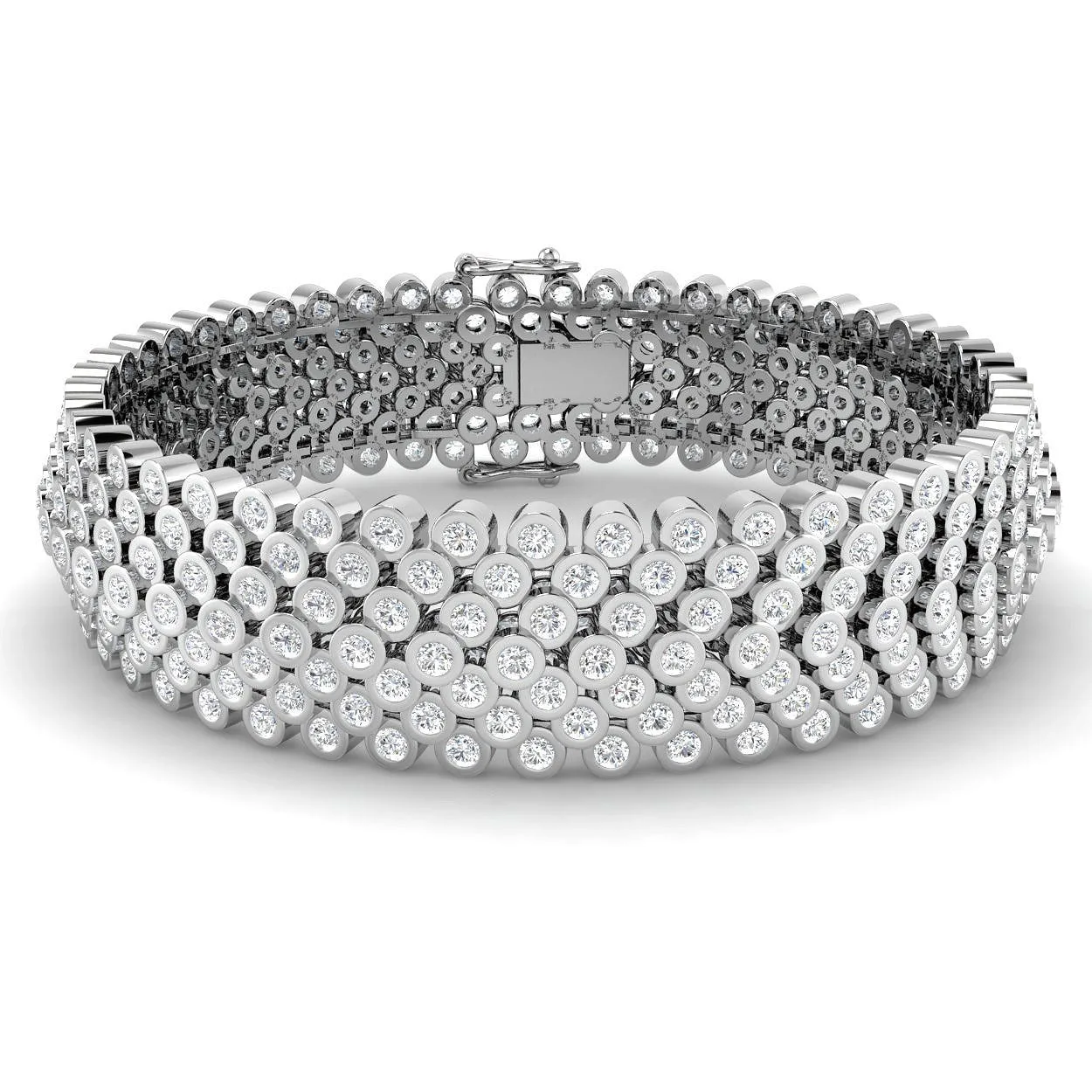 18K Yellow Gold Multi Row Natural Diamond Tennis Bracelet with Box Clasp & Safety Lock - 9k White Gold / 10.15 Carat / Lab Grown Diamond: the shop's own photo