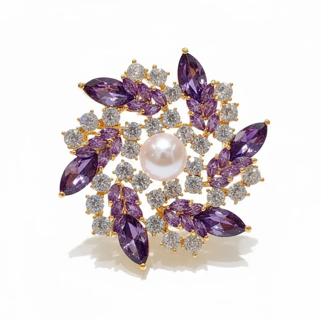 Royal Amethyst & Freshwater Pearl Floral Brooch: the shop's own photo