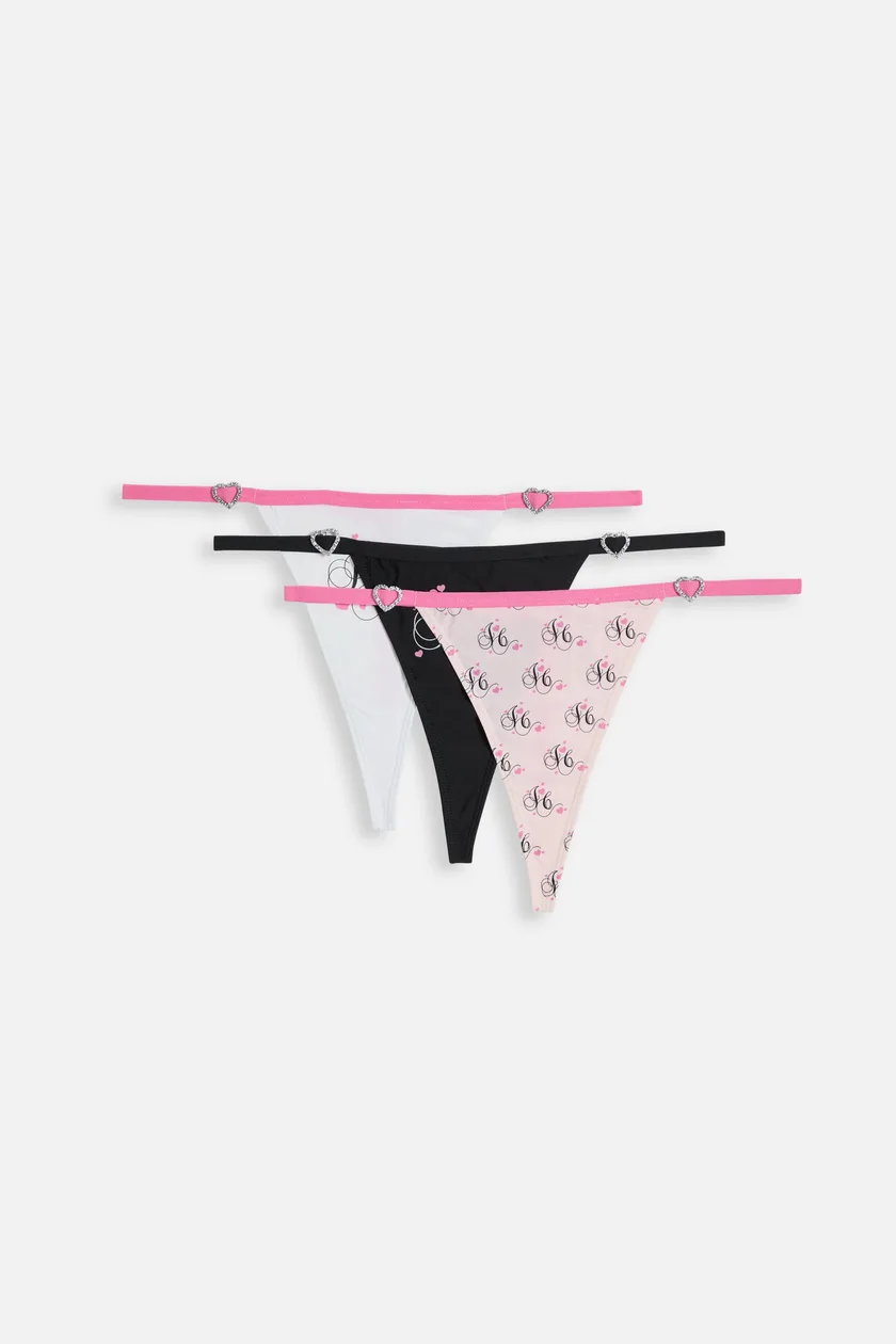 3 Pack Heart Juicy Novelty Thongs - XXS / White: the shop's own photo