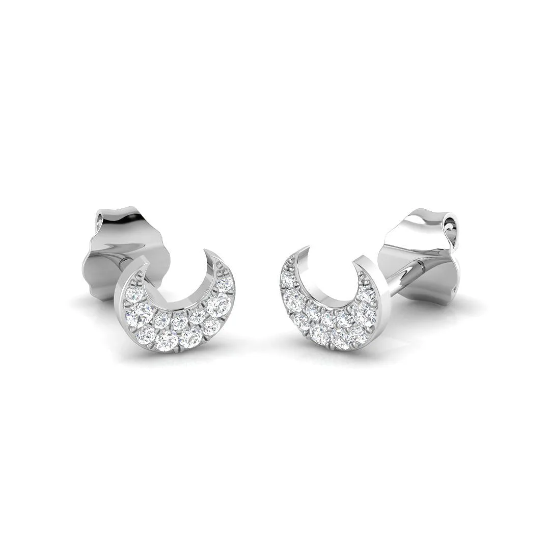 Debby Gold Diamond Earrings - Elegant Shape, 0.05ct to 0.1ct Luxury - 0.1 Carat / Natural Diamond(F-VS) / 18k White Gold: the shop's own photo