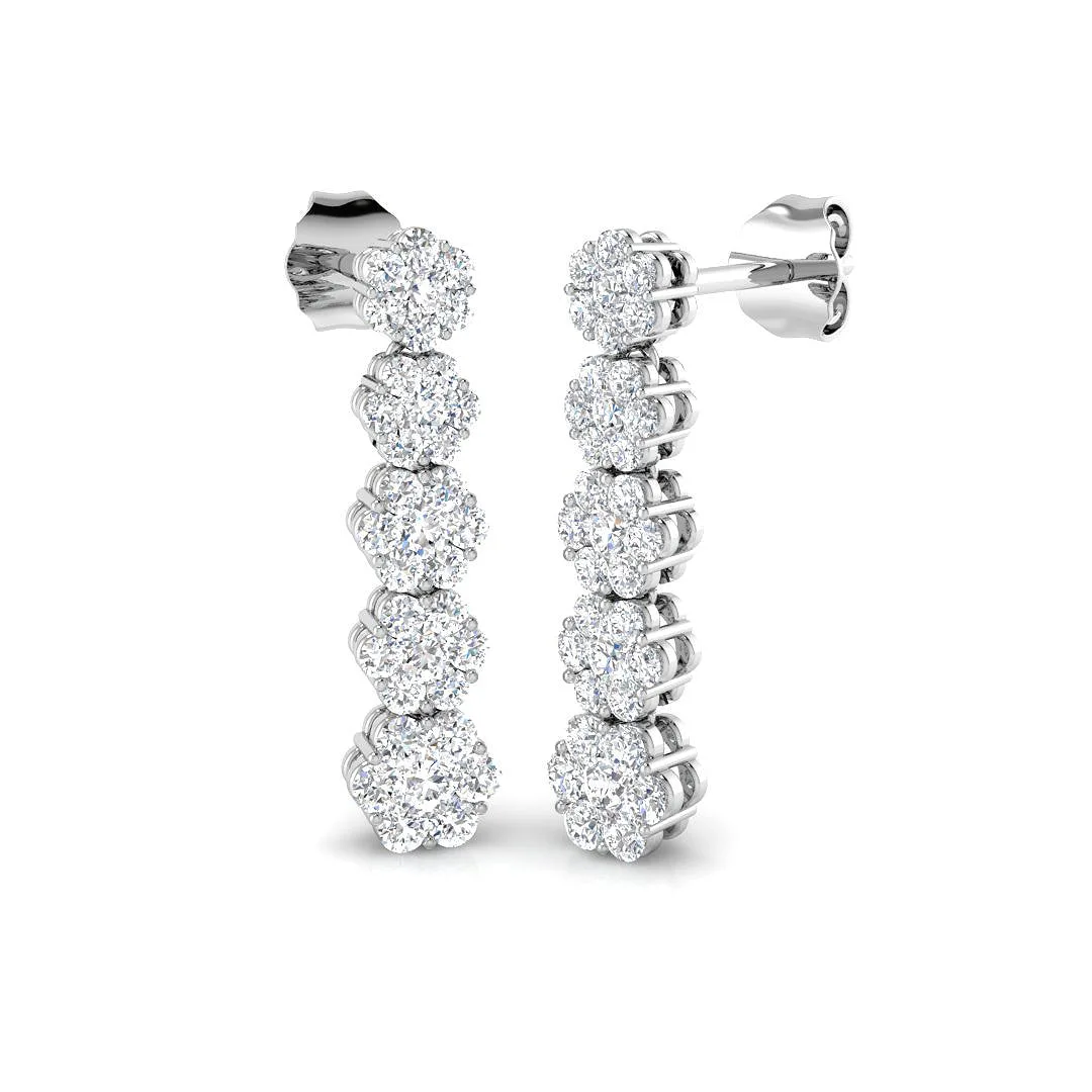 Misty Luxury Gold Diamond Drop & Trilogy Earrings | 1ct to 2ct Sparkle - 1 Carat / Lab Grown Diamond(D-VVS) / 9k White Gold: the shop's own photo