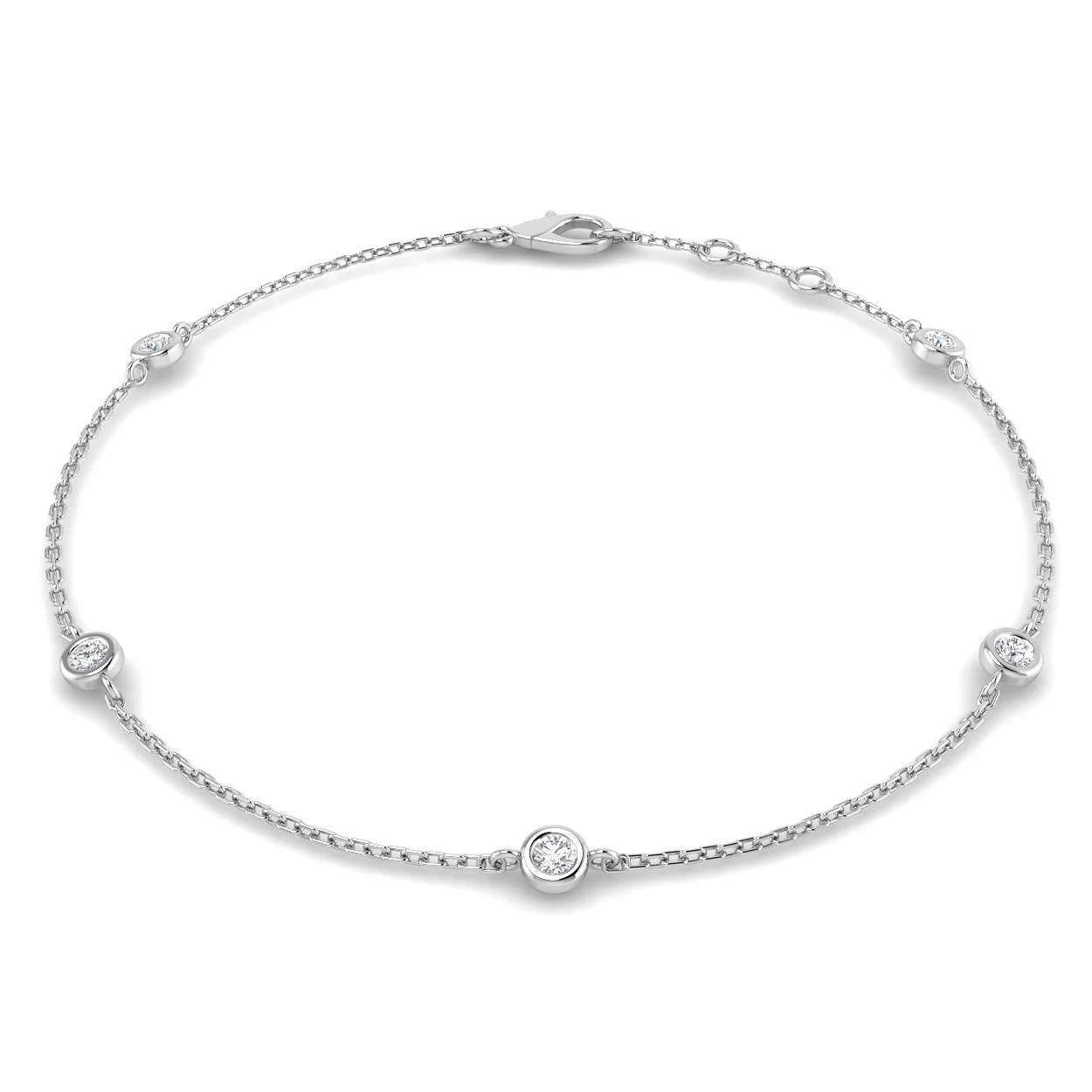 Round Diamond Station Bracelet with Bezel Set Diamonds | Lobster Claw Clasp - 18k Yellow Gold / 0.20 Carat / Lab Grown Diamond: the shop's own photo