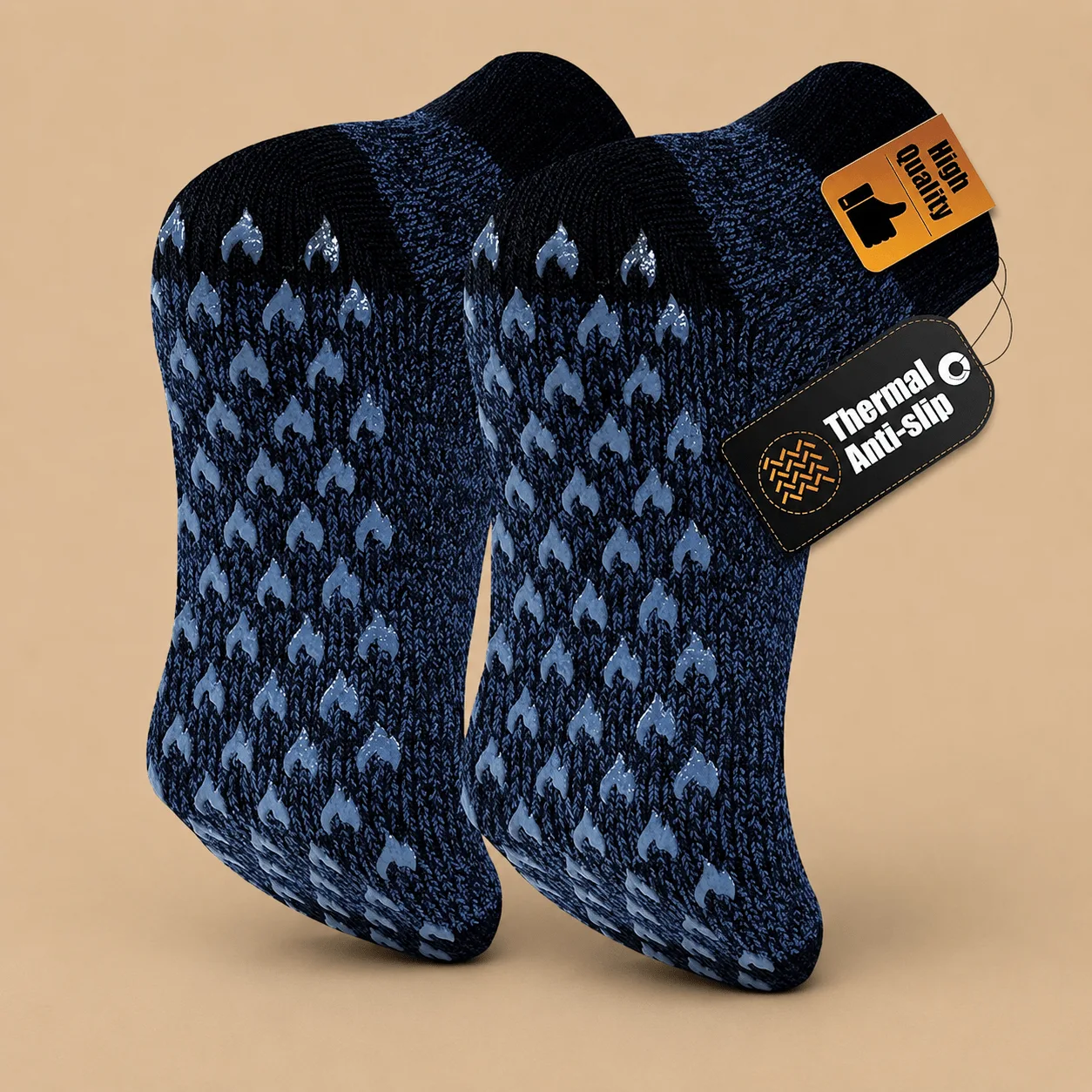 Thermal Non-Slip Slipper Socks - Navy: the shop's own photo