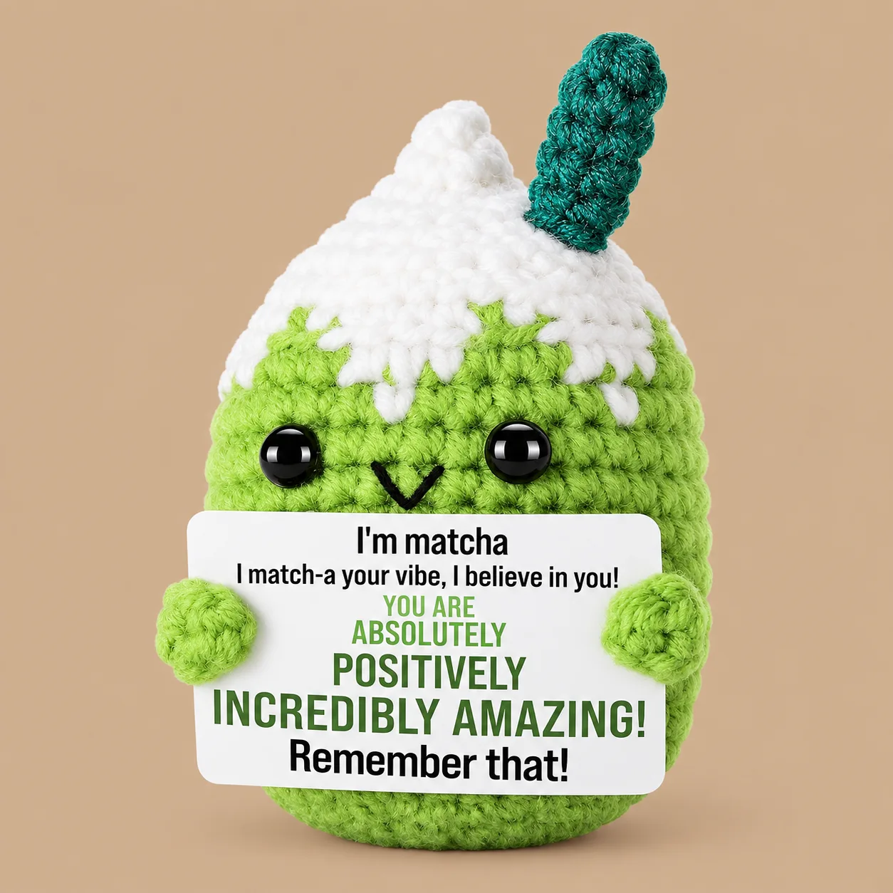 Handmade Emotional Support Crochet Matcha 6x9cm: the shop's own photo