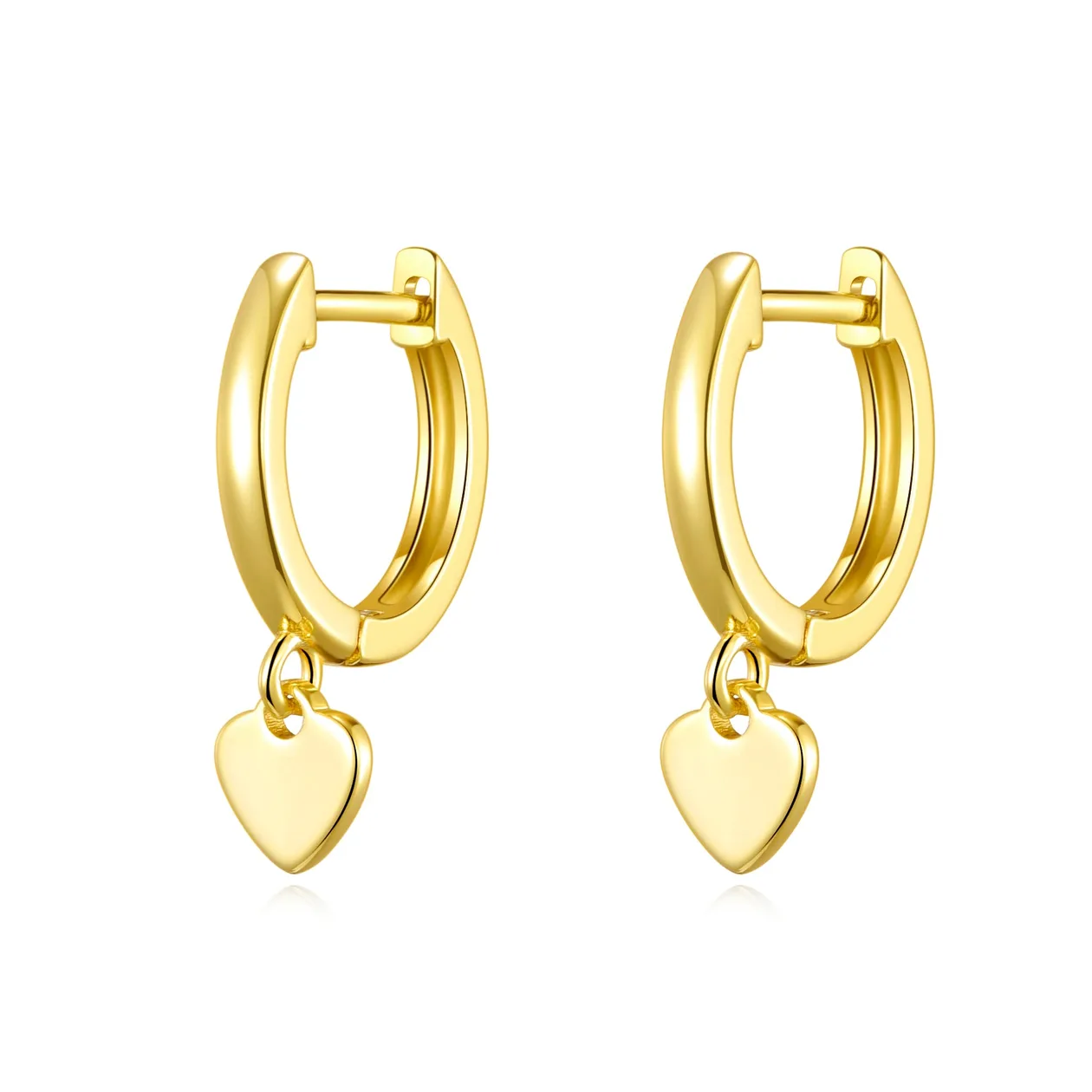 18k Gold Plated Heart Charm Hoop Earrings: the shop's own photo