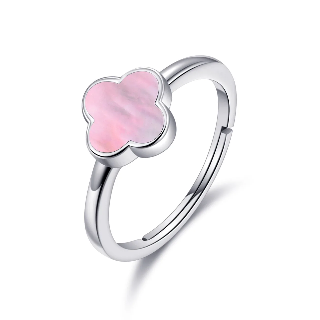 Pink Mother of Pearl Gemstone Adjustable Clover Ring: the shop's own photo