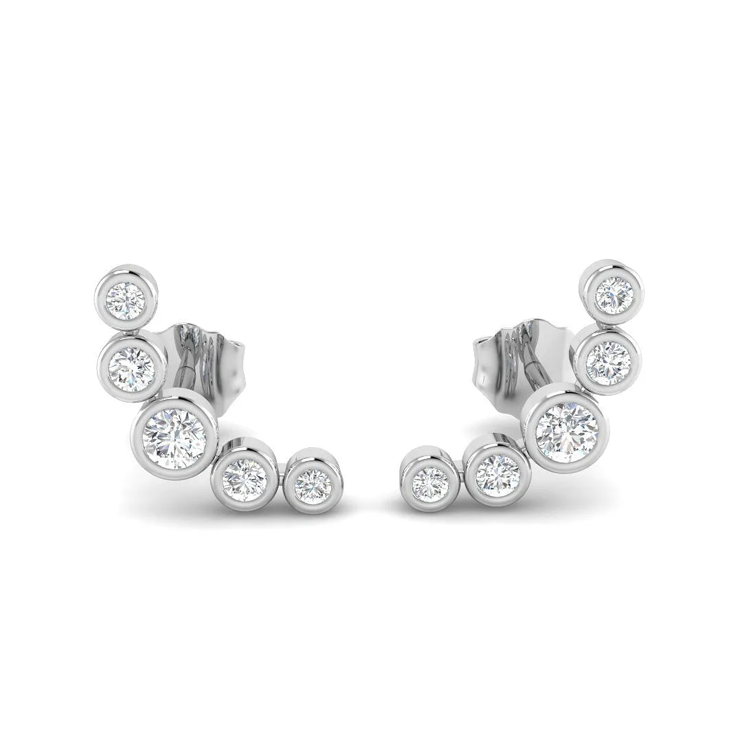 0.25 Ct Diamond Graduated Ear Climbers in White Gold | Bezel Set Diamond Crawlers - 0.25 Carat / Natural Diamond(F-VS) / 18k White Gold: the shop's own photo