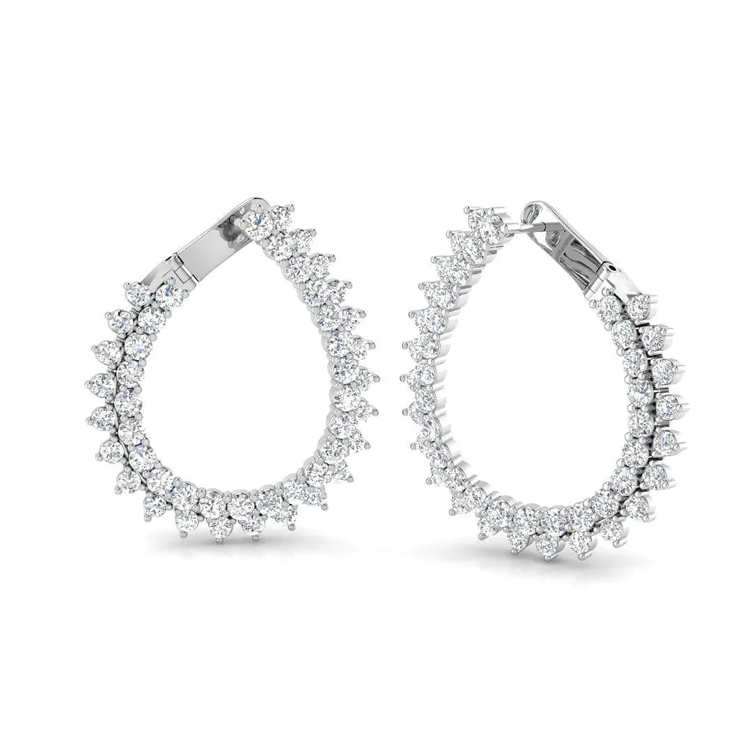 Hoop Earrings - 1 Carat Pear Shaped Diamond Loop - Lab Grown Diamond / 9k White Gold / 2: the shop's own photo
