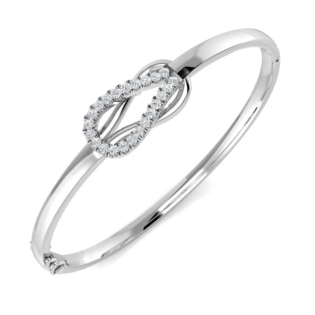 18K Yellow Gold Natural Round Cut Diamond Interlocking Oval Diamond Bangle with Lock - 9k White Gold / 0.50 Carat / Lab Grown Diamond: the shop's own photo