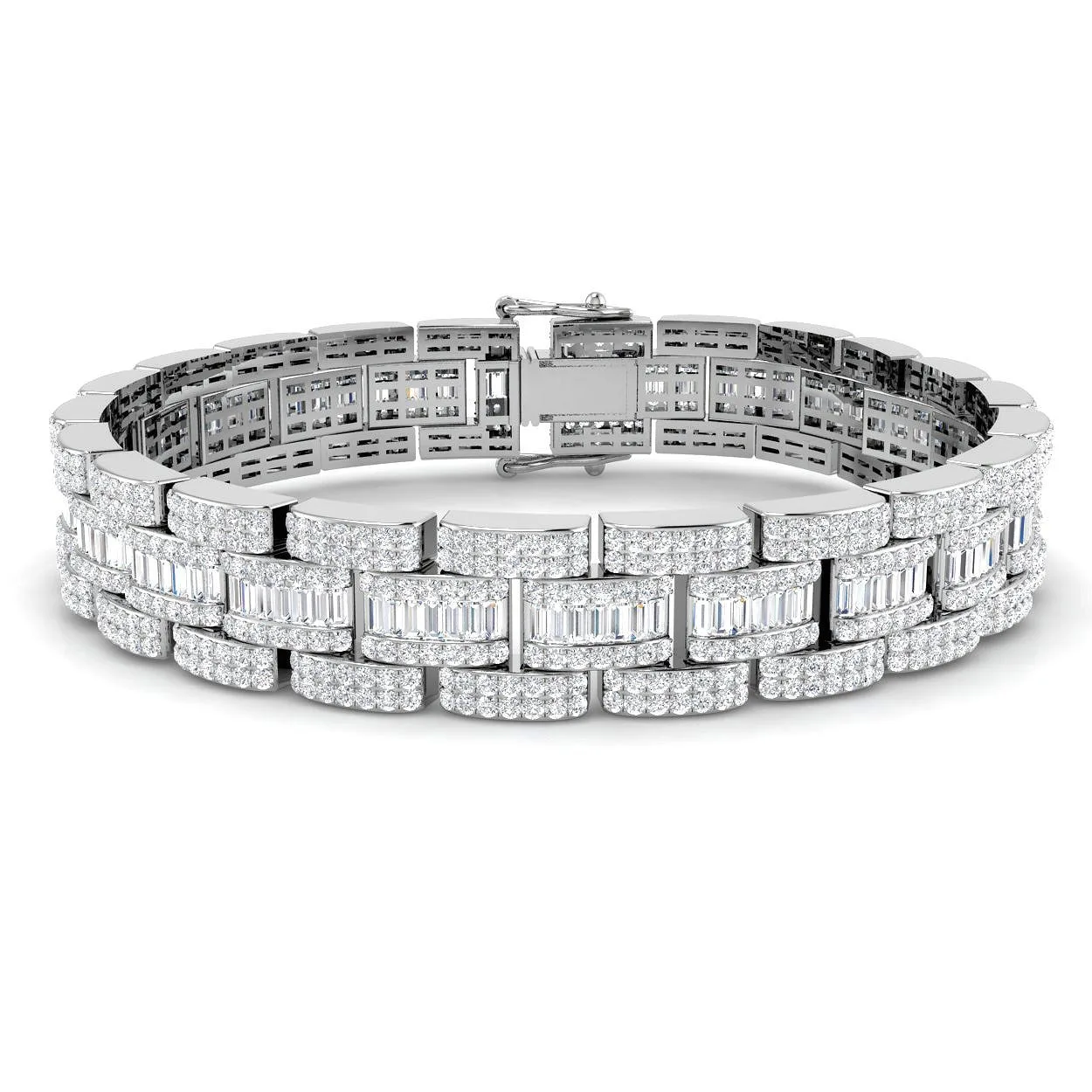 Vintage Diamond Bracelet with Baguette & Round Diamonds | Art Deco Style - 18k Yellow Gold / 7.20 Carat / Lab Grown Diamond: the shop's own photo
