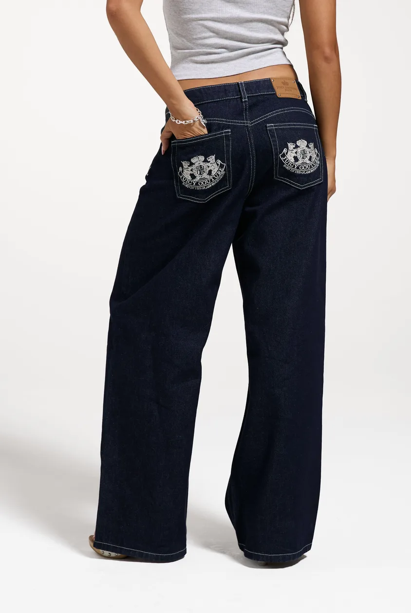 Indigo Denim Mid Rise Wide Leg Jeans - W25 / Blue: the shop's own photo