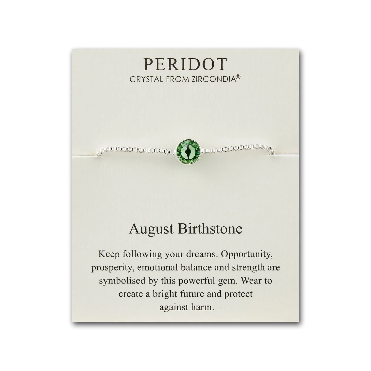 August (Peridot) Birthstone Bracelet Created with Zircondia® Crystals: the shop's own photo