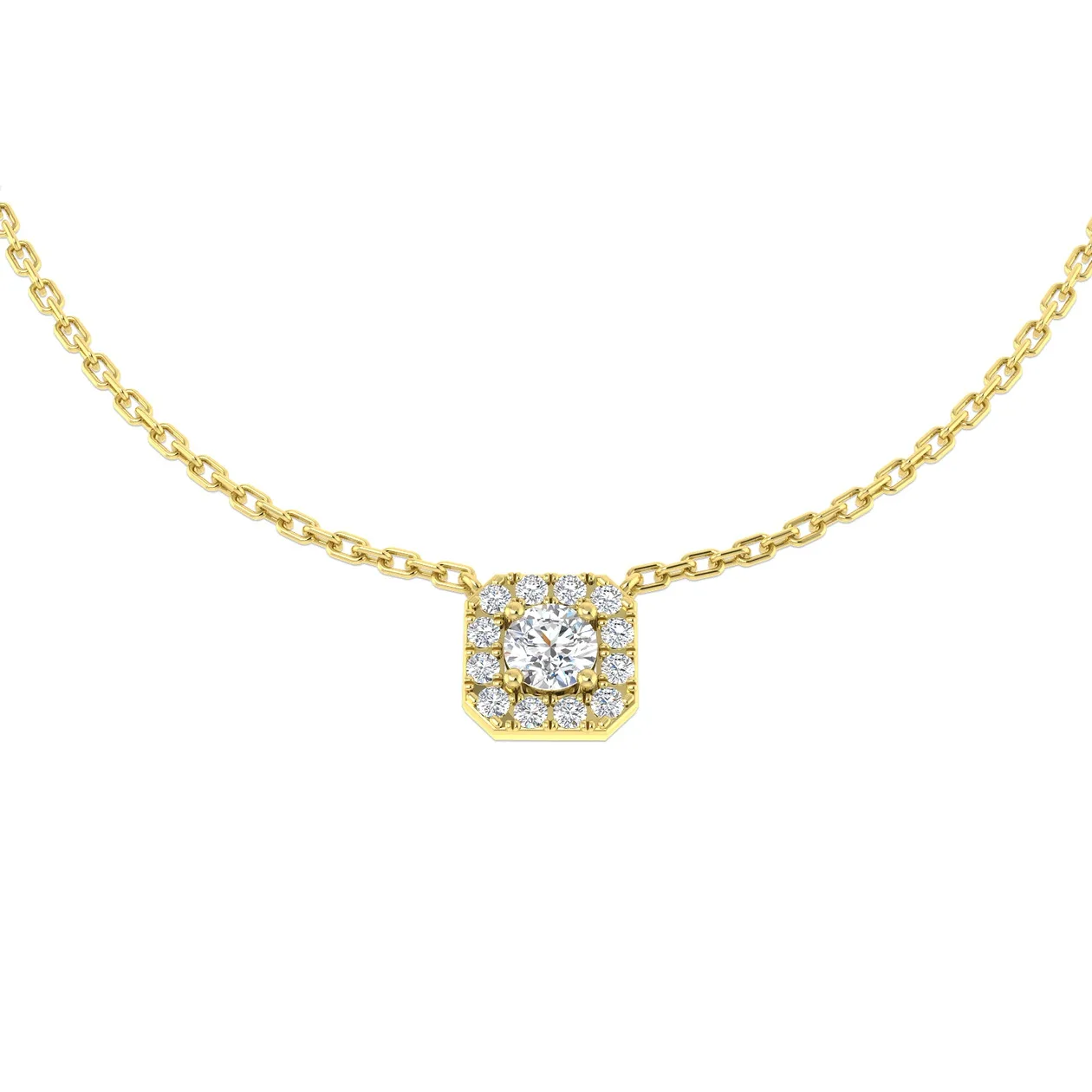 Diamond Cluster Halo Pendant Gold & Platinum Necklace (Without Chain) - 18k Yellow Gold / Natural Diamond(F/SI) / 0.30 Carat: the shop's own photo