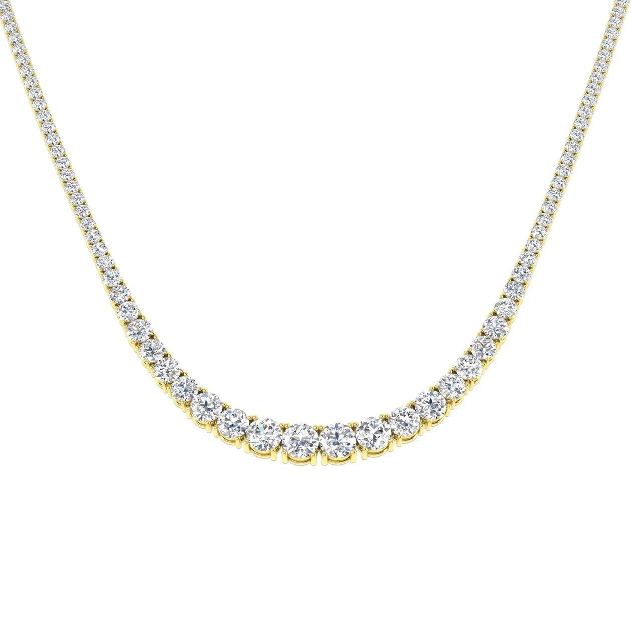 Diamond Tennis Necklace | Luxury Gold Jewelry | 7.5ct to 17ct - 18k Yellow Gold / Natural Diamond(F/SI) / 17.00 Carat: the shop's own photo