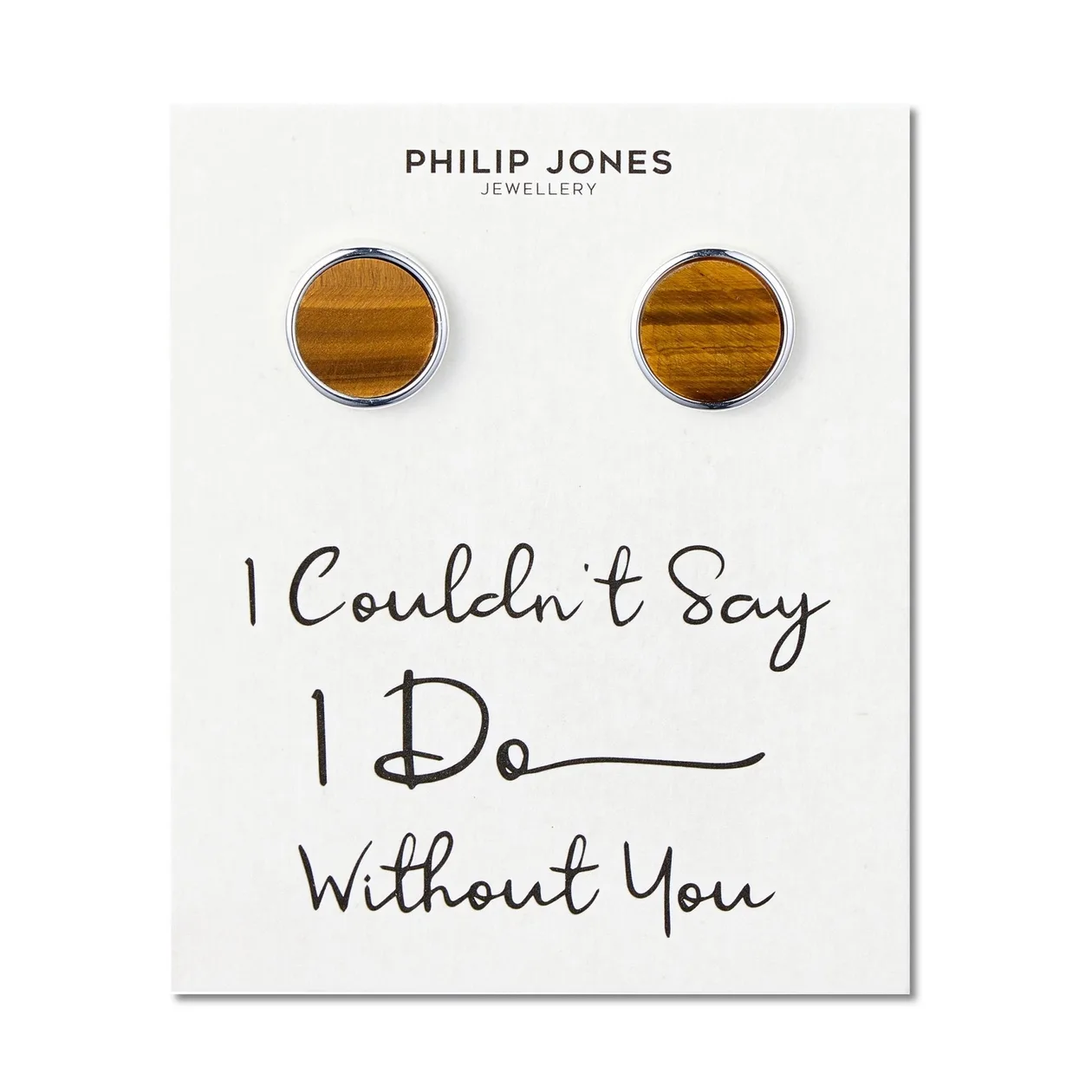 Men's I Couldn't Say I Do Without You Tigers Eye Gemstone Wedding Cufflinks: the shop's own photo