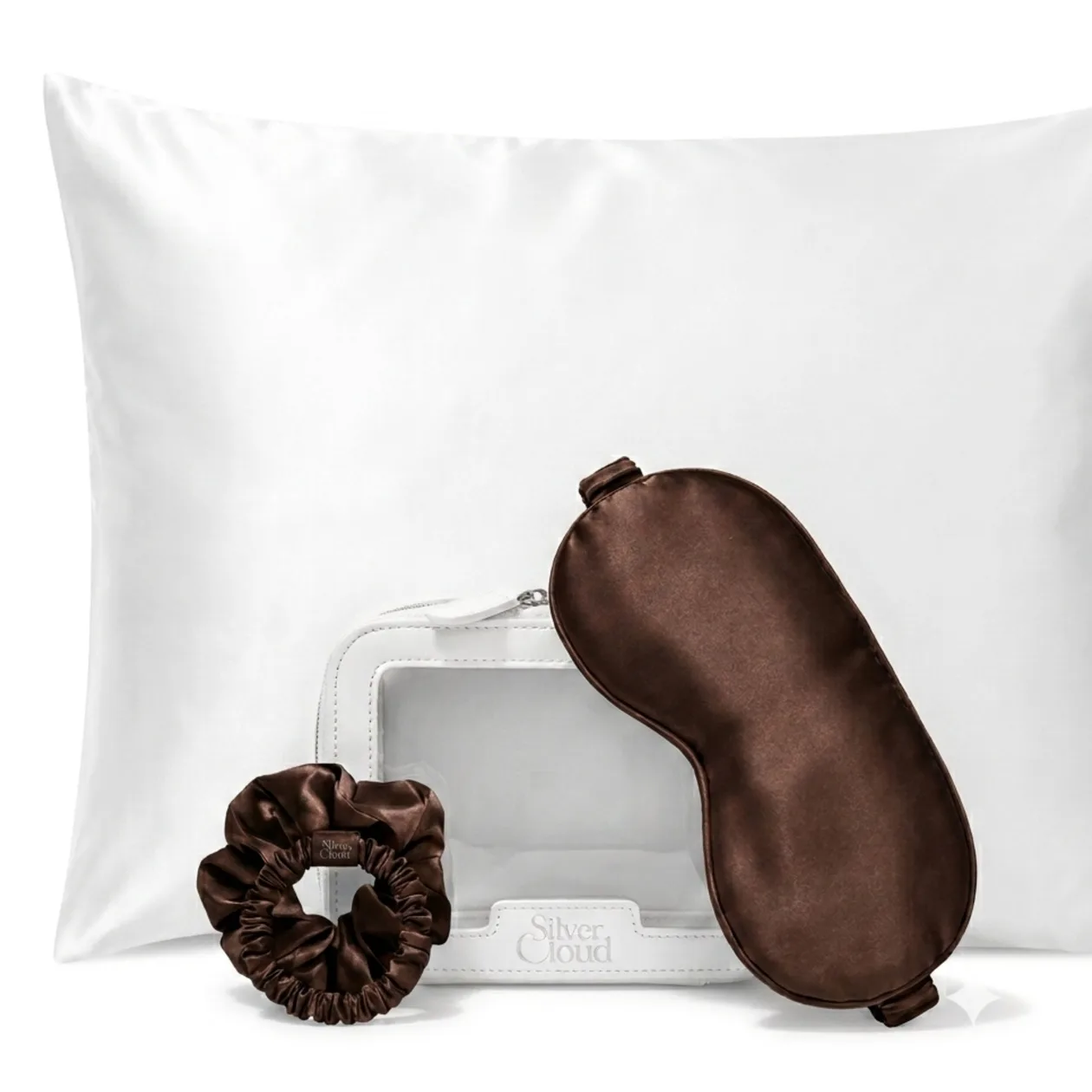 Chocolate Satin+ Beauty Sleep Gift Set - Pillowcase, Sleep Mask & Scrunchies: the shop's own photo