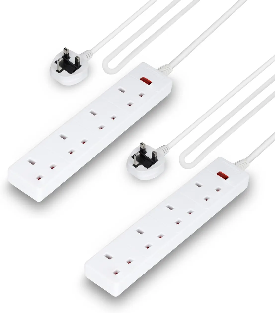 Pack Of 2 White 4 Gang Extension Leads With 2 Meter Cable: the shop's own photo