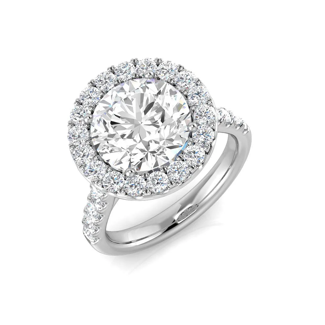 Natural Round Cut Diamond Prong Set Halo Ring - Lab-Grown Diamond / 0.50 Carat / 18k Yellow Gold: the shop's own photo