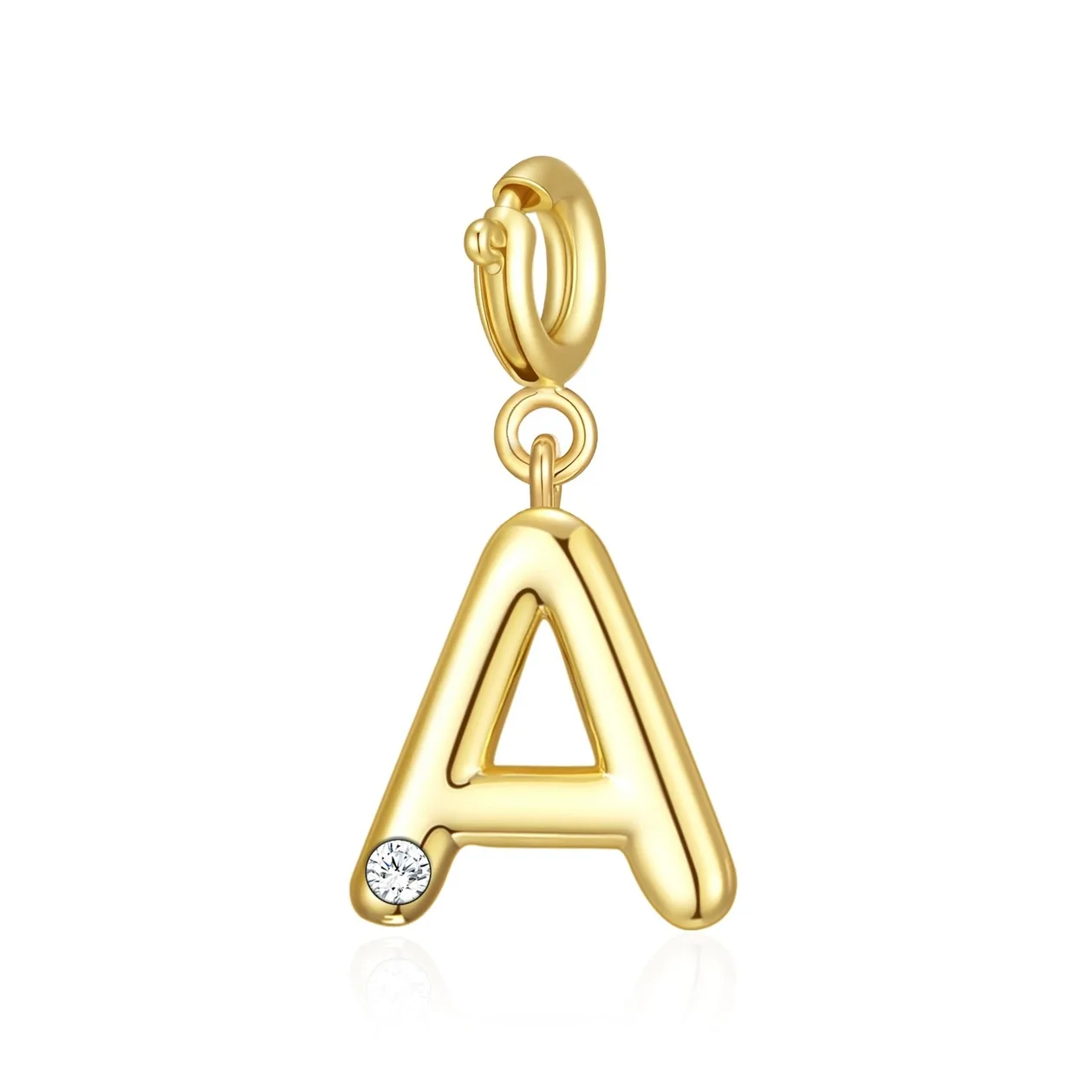 18k Gold Plated Clip On Initial Charms Letter A-Z Created with Zircondia® Crystals - A: the shop's own photo