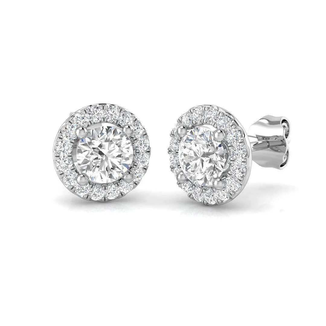 Halo Stud Earrings - 1.25 Carat Sassy Round Brilliant Classic Frames - 1.5 Carat / Lab Grown Diamond(D-VVS) / 9k Rose Gold: the shop's own photo