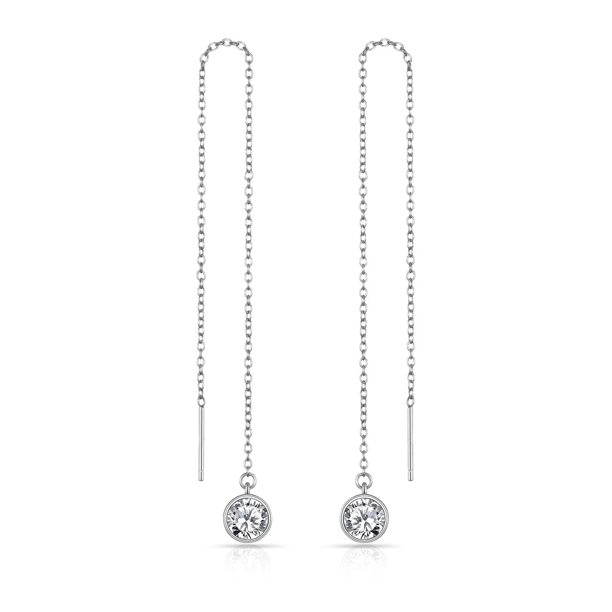 Sterling Silver Thread Earrings Created with Zircondia® Crystals: the shop's own photo