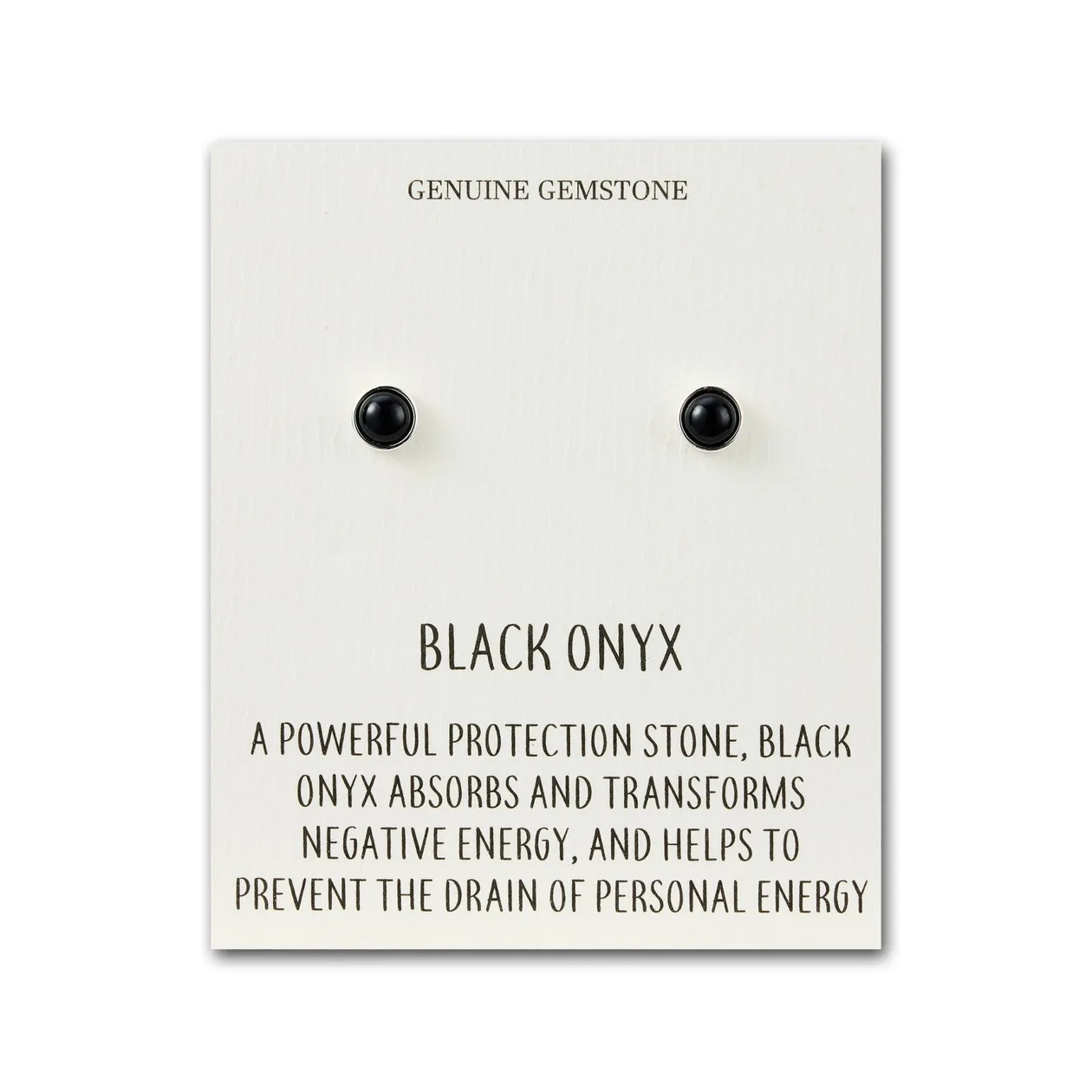 Black Onyx Stud Earrings with Quote Card: the shop's own photo