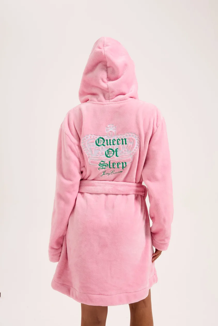 CROWN PLUSH HOODED Dressing Gown - XXS / Pink: the shop's own photo