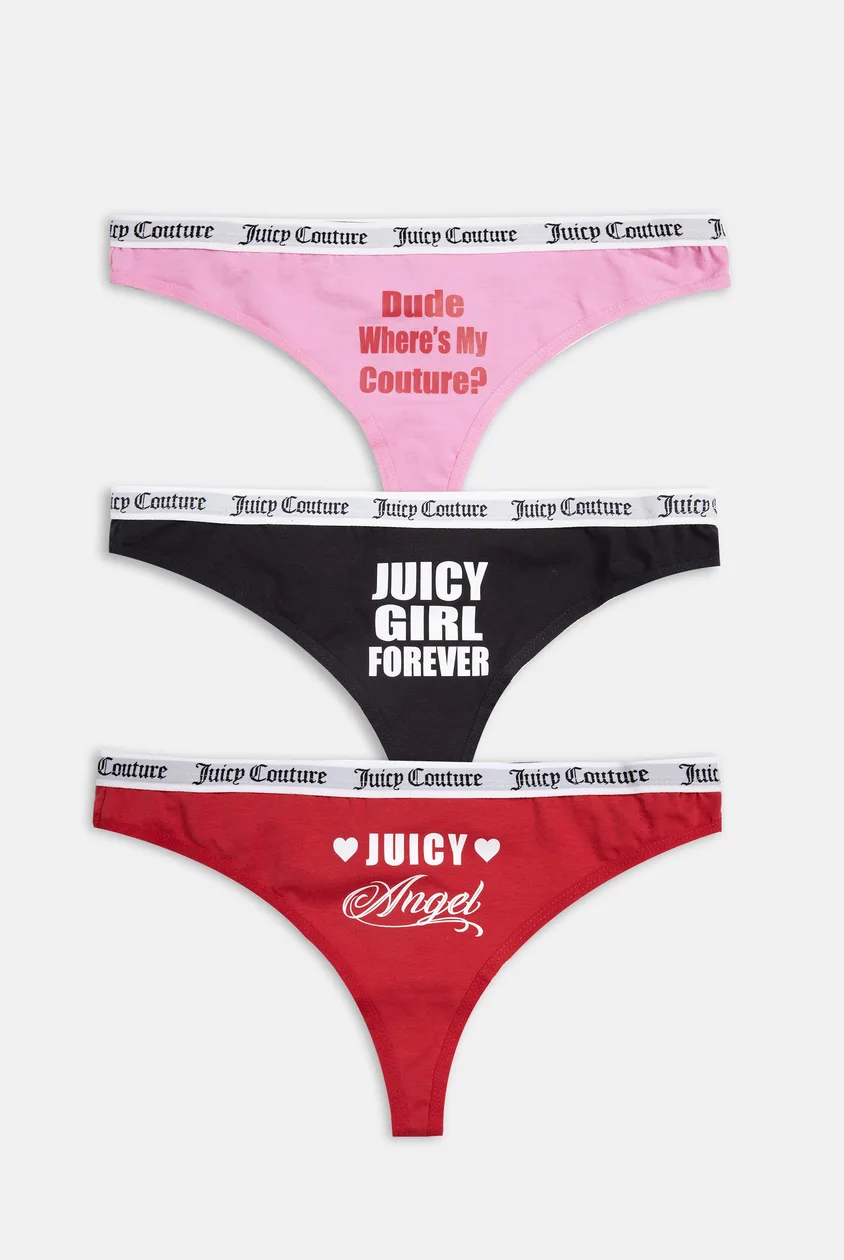 Pack Of 3 Slogan Novelty Thongs - L / Multi: the shop's own photo