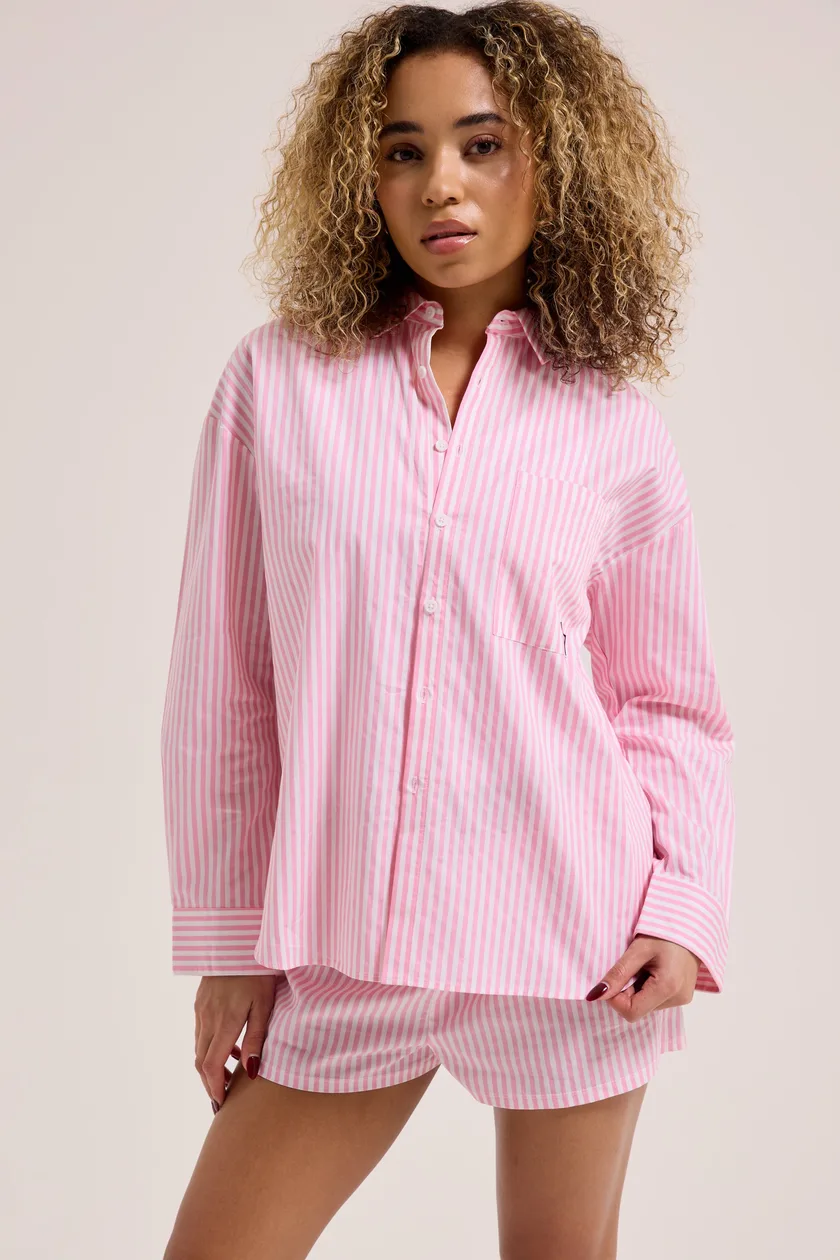 STRIPE LOUNGEWEAR OVERSIZED SHIRT - S / Stripe: the shop's own photo