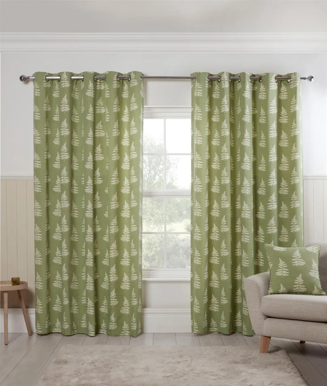 Esher Green Eyelet Curtains - 66" x 54": the shop's own photo