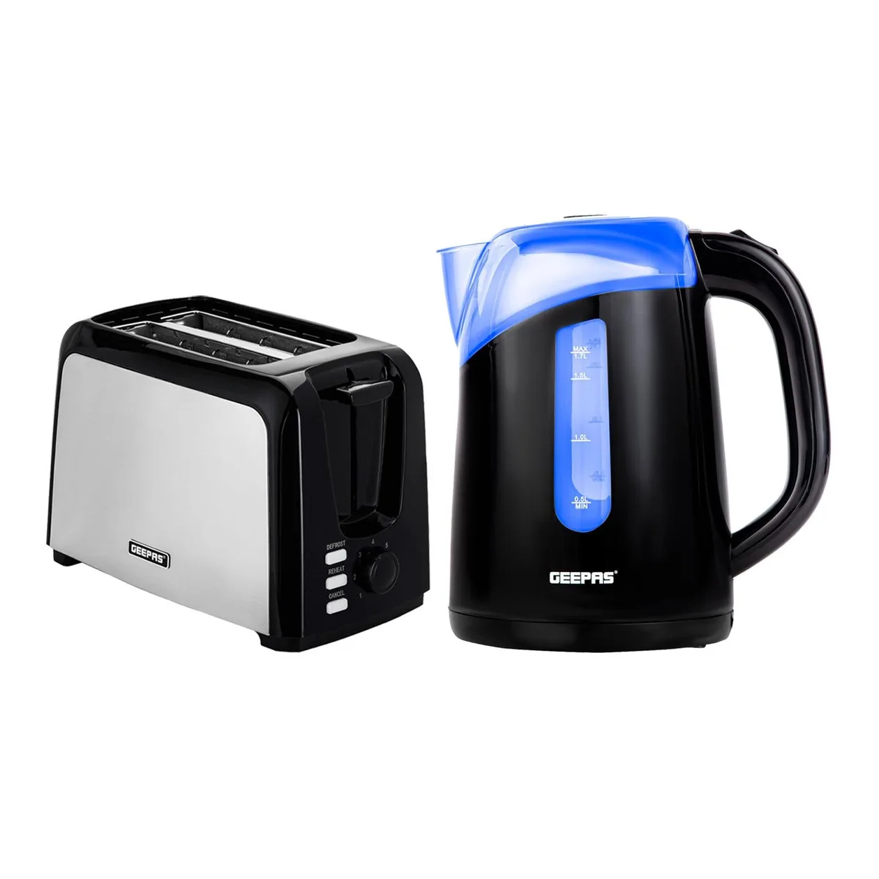 2 Slice Toaster & 1.7L Illuminating Electric Kettle Set: the shop's own photo