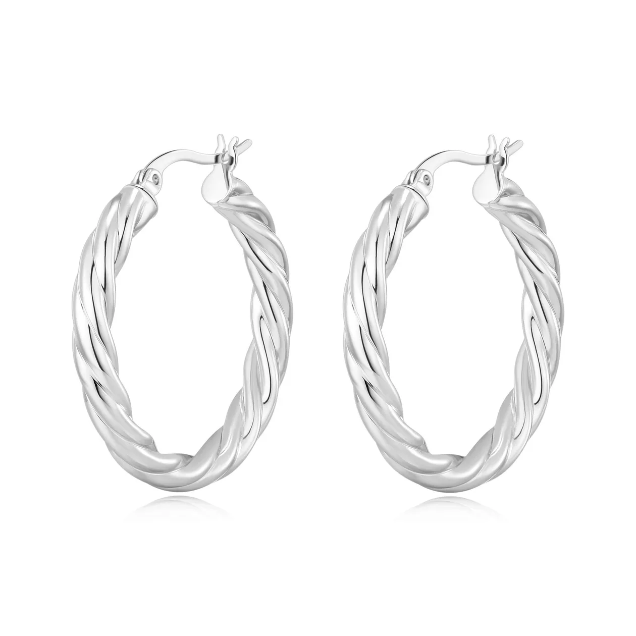 Silver Plated Thick Twisted Hoop Earrings: the shop's own photo