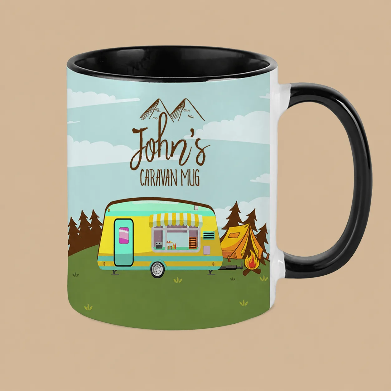 Personalised Caravan Name Mug – Black: the shop's own photo