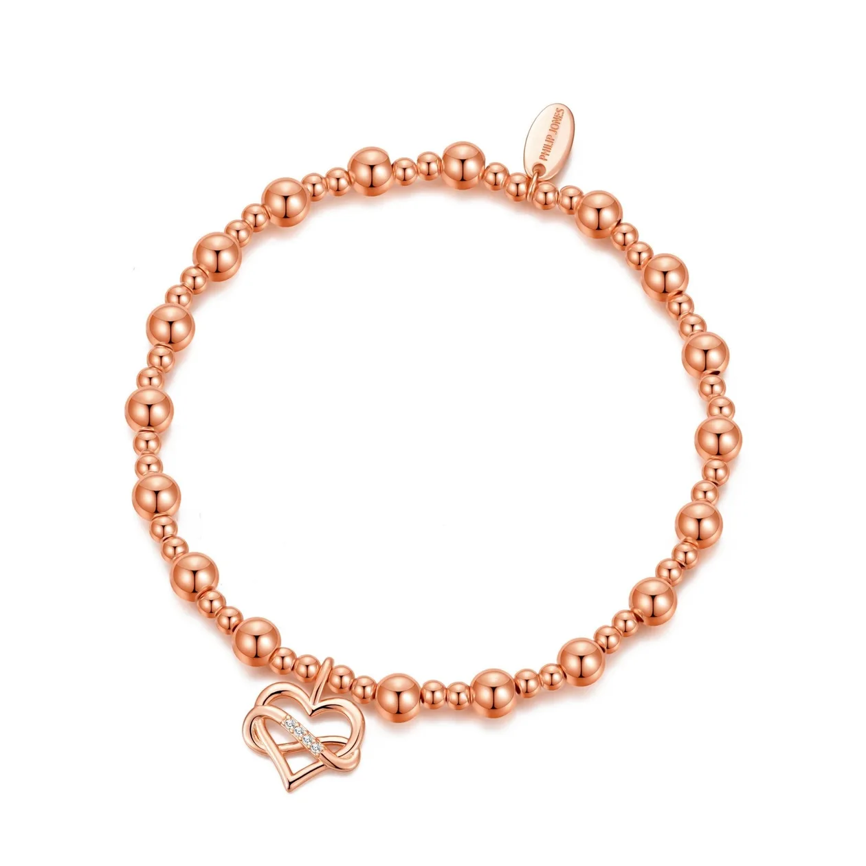 Rose Gold Plated Infinity Heart Beaded Stretch Bracelet: the shop's own photo