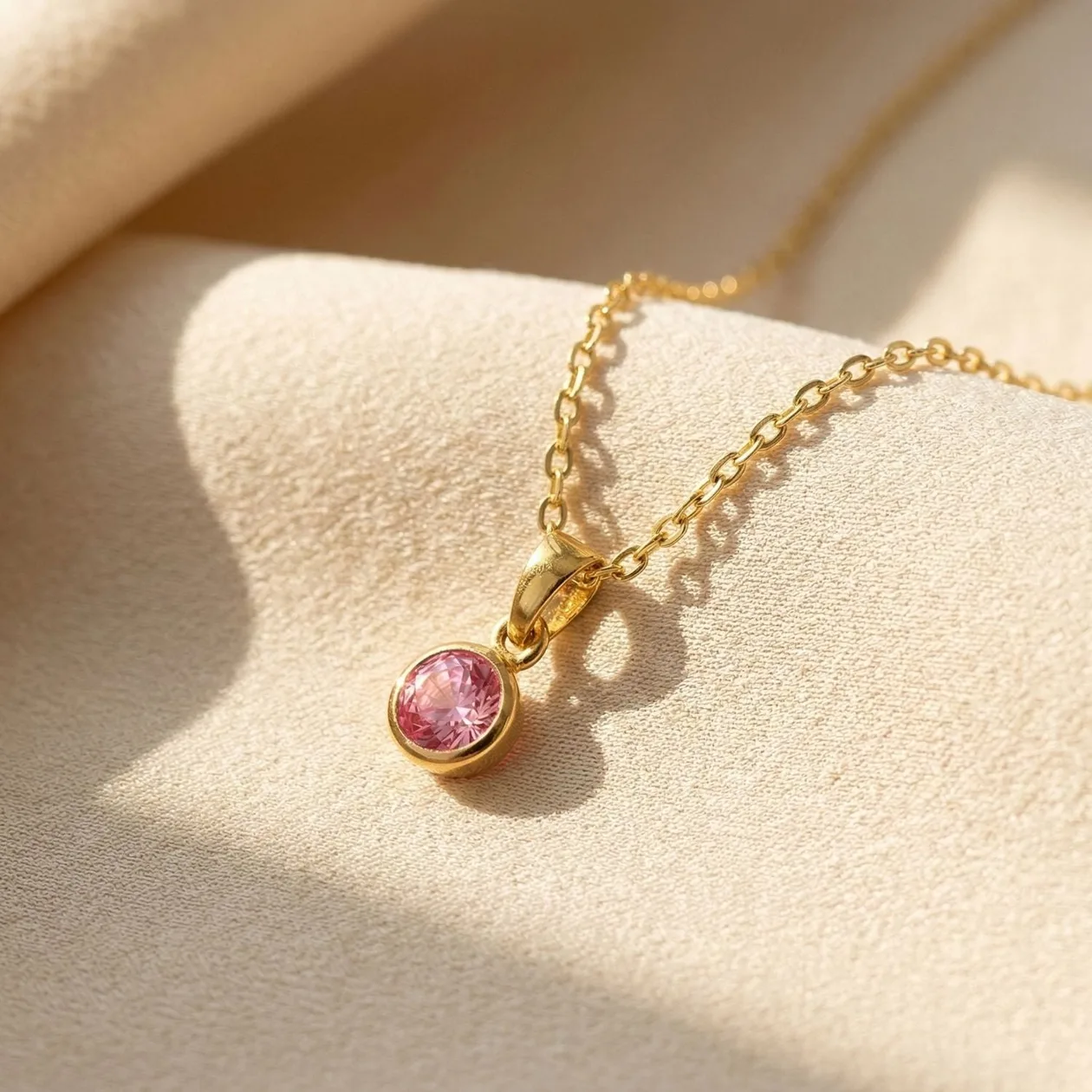 Mini Round Ruby July Birthstone Pendant Necklace: the shop's own photo
