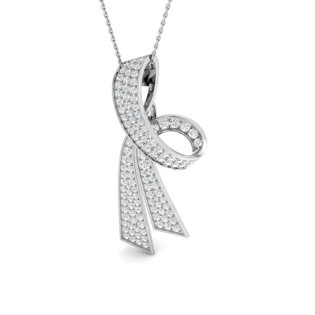 Diamond Ribbon Pendant 1.5ct Gold Necklace – Lab & Natural Diamonds - 950 Platinum / Natural Diamond(F/SI) / 1.50 Carat: the shop's own photo