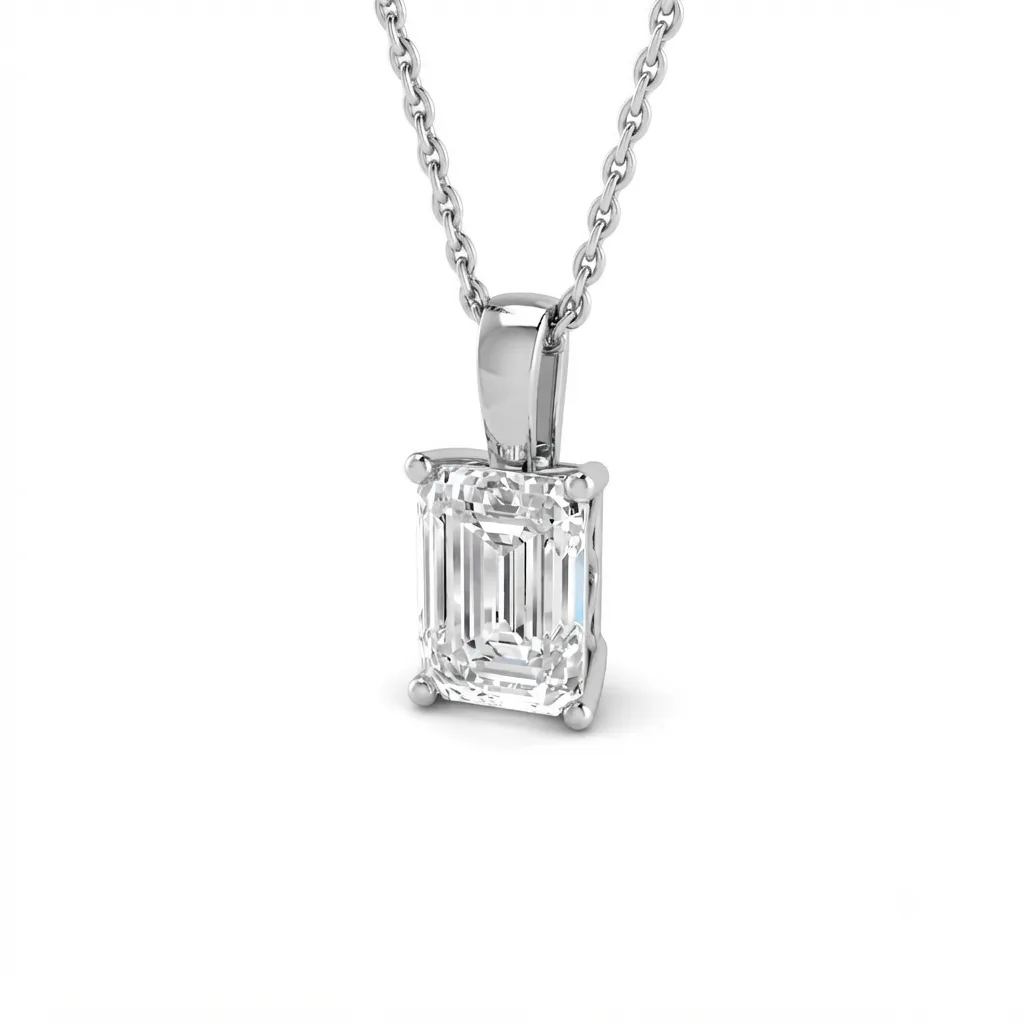 Lab Grown Emerald Cut Diamond Pendant | Claw Set Diamond Pendant Without Chain - 18k Yellow Gold / 0.20 Carat: the shop's own photo