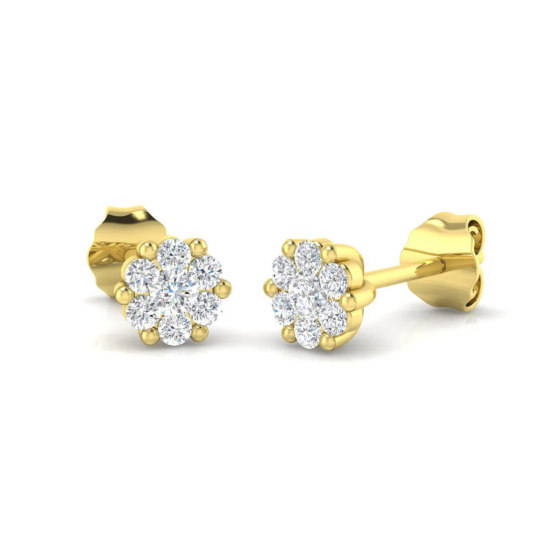 Luxury Cluster Stud Diamond Earrings | 0.2-1.5ct | Lab & Natural | Gold & Platinum - 18k Yellow Gold / 0.5 Carat / Lab Grown Diamond(D-VVS): the shop's own photo