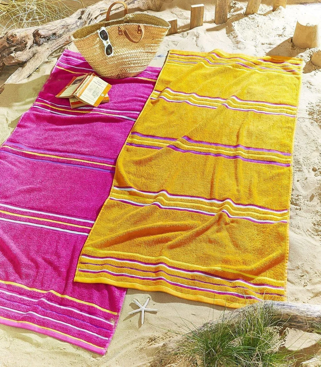 Catherine Lansfield Rainbow Beach Towel Twin Pack - Pink: the shop's own photo