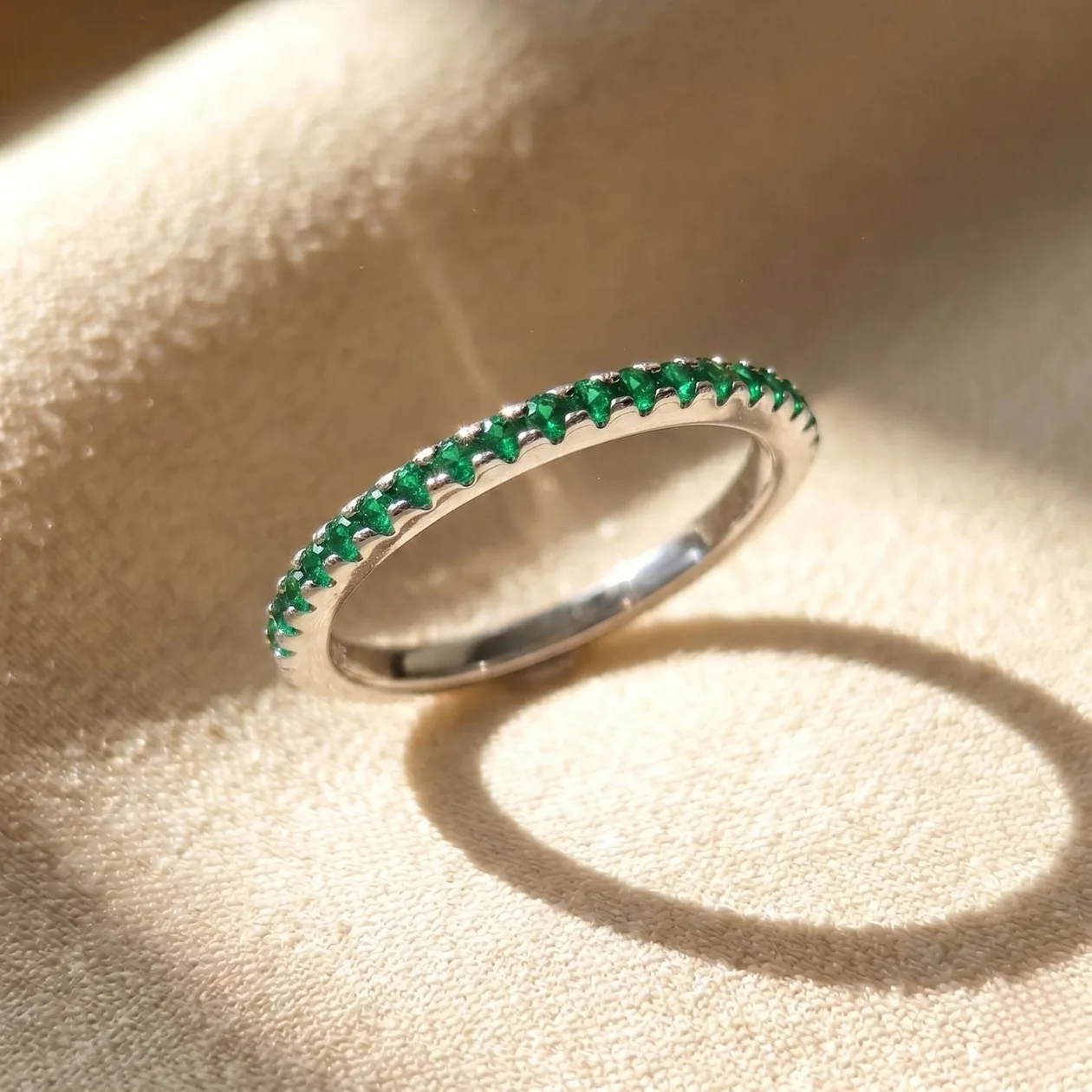 Sterling Silver Crystal Emerald May Birthstone Ring - N: the shop's own photo