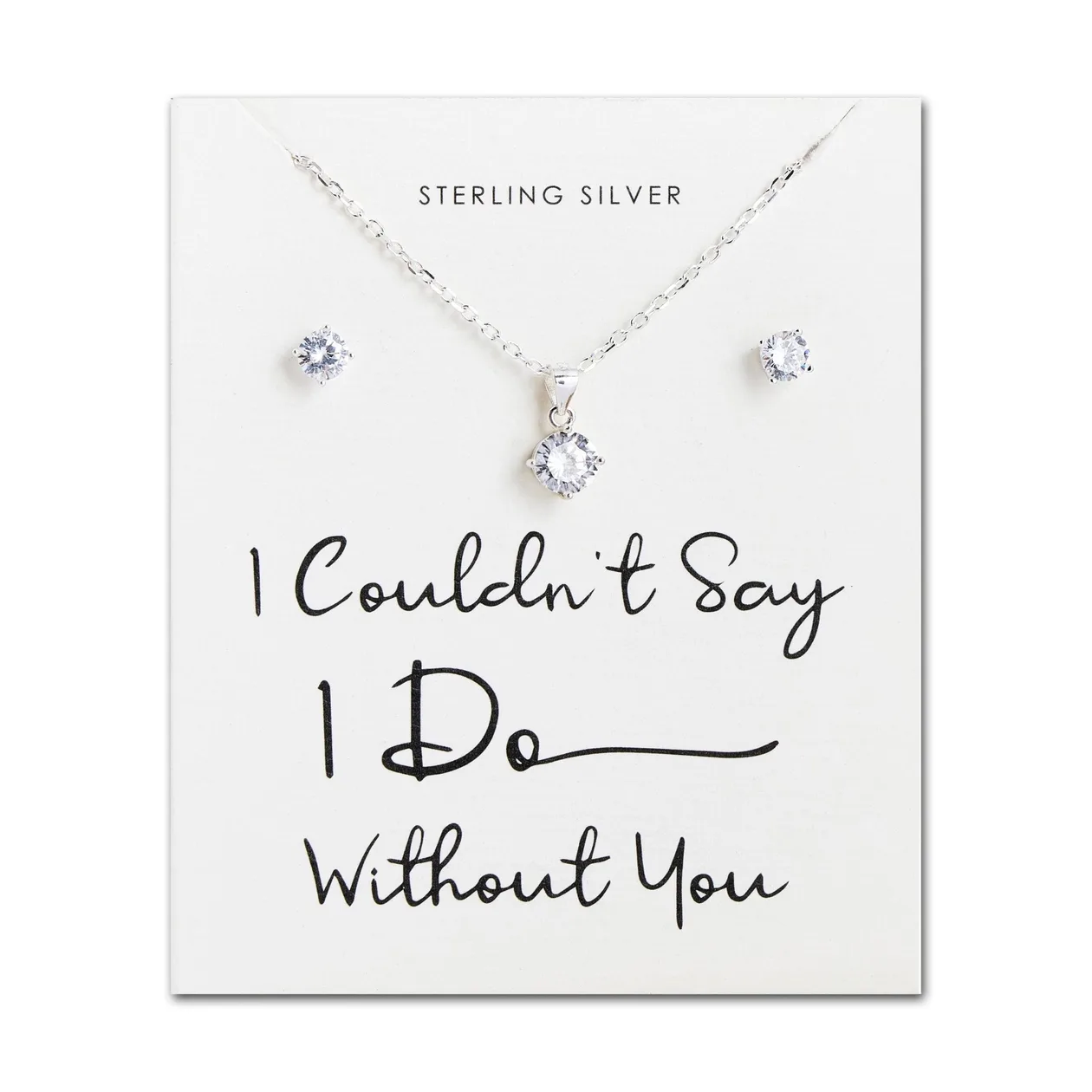 Sterling Silver I Couldn't Say I Do Without You Bridal Solitaire Set Created with Zircondia® Crystals: the shop's own photo