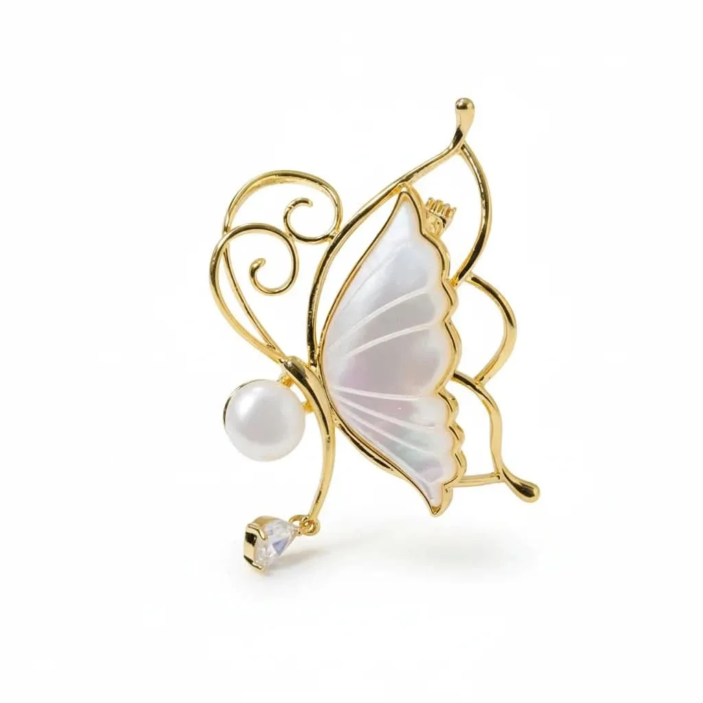 Butterfly Mother-Of-Pearl Carved Brooch: the shop's own photo